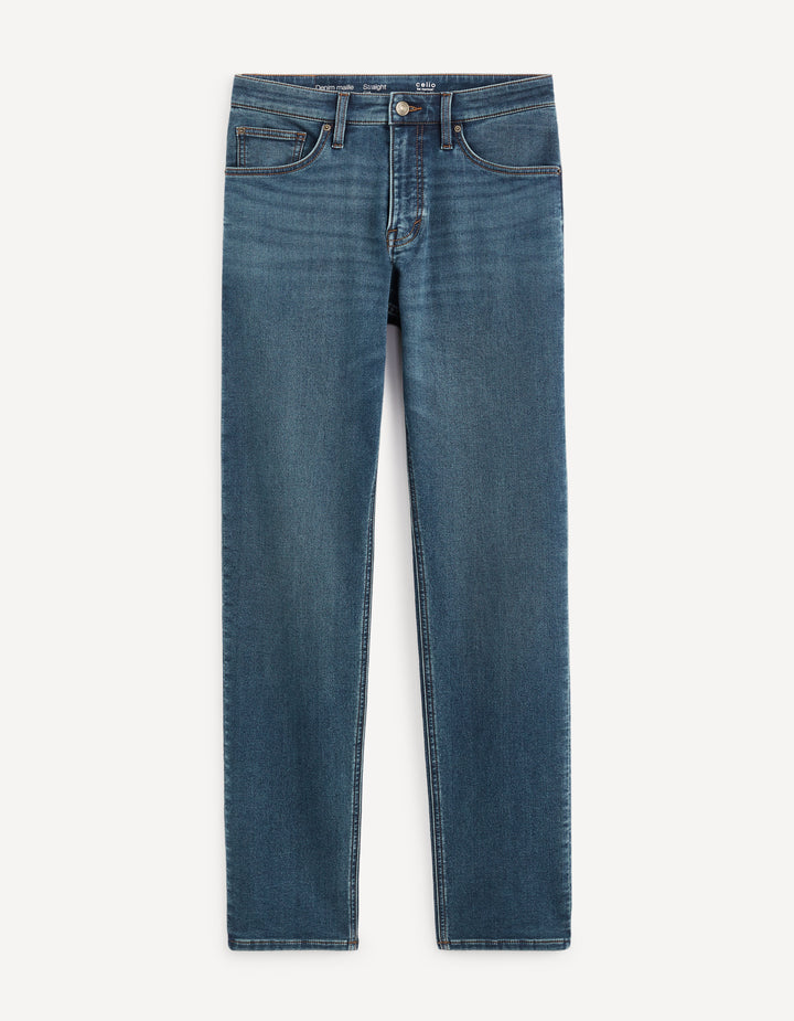 Straight cotton blend jeans