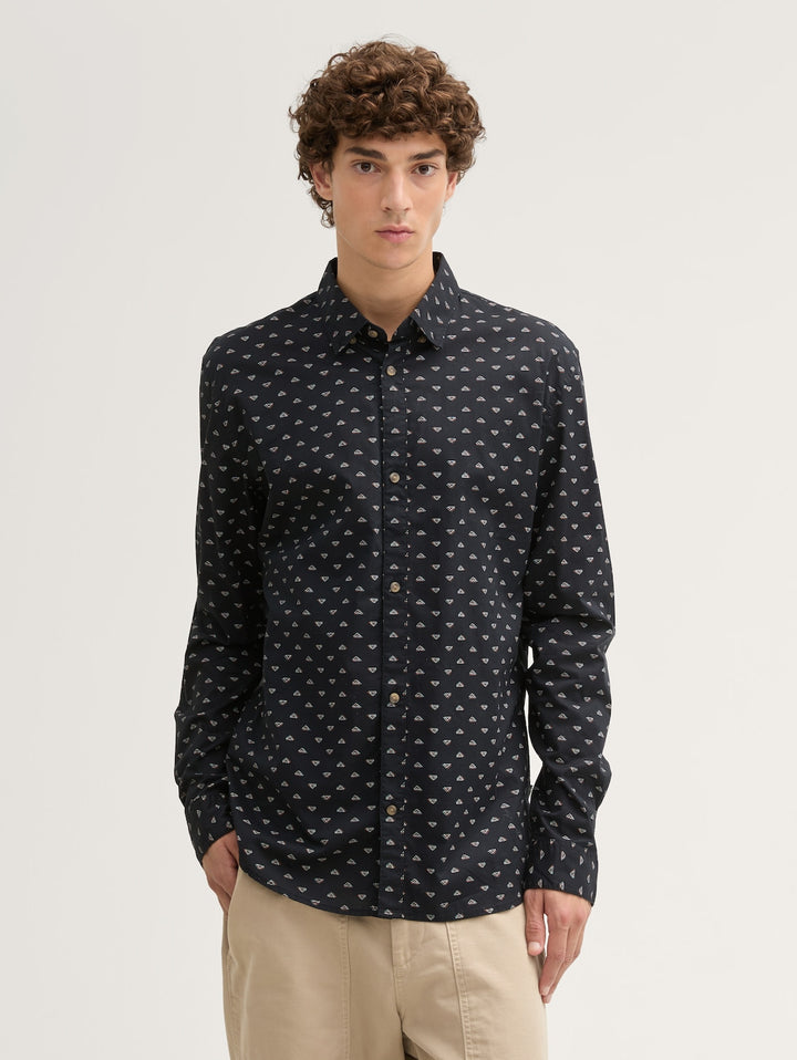 FITTED PRINTED POPLIN SHIRT