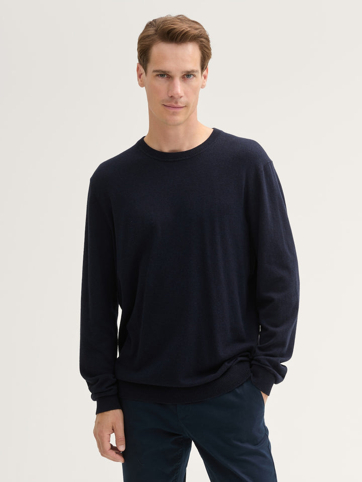 COTTON CASHMERE CREWNECK KNIT