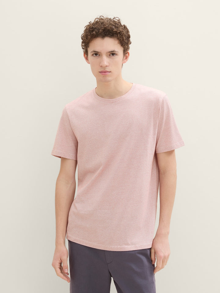 ROUNDED HEM STRIPED  T-SHIRT