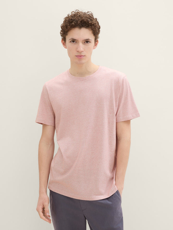 ROUNDED HEM STRIPED  T-SHIRT