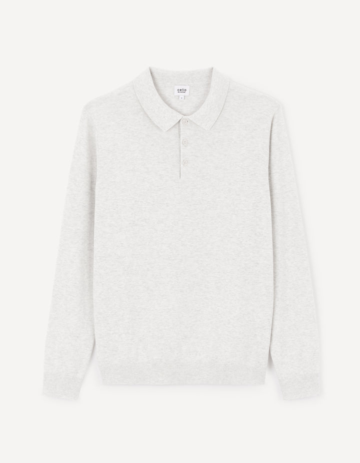 Men - Knitted - Polo Shirt - Long sleeves