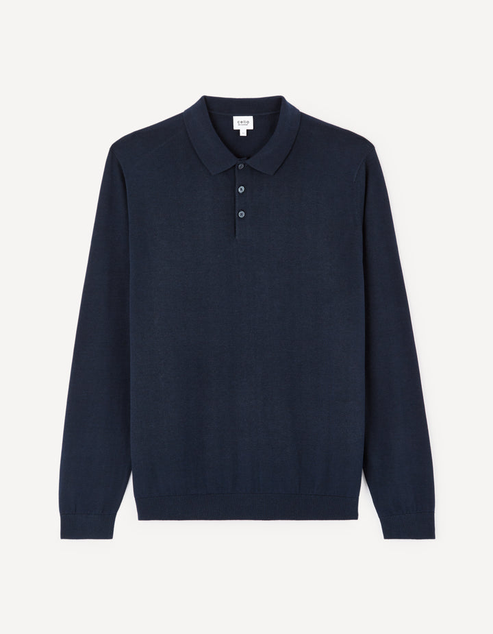 Men - Knitted - Polo Shirt - Long sleeves