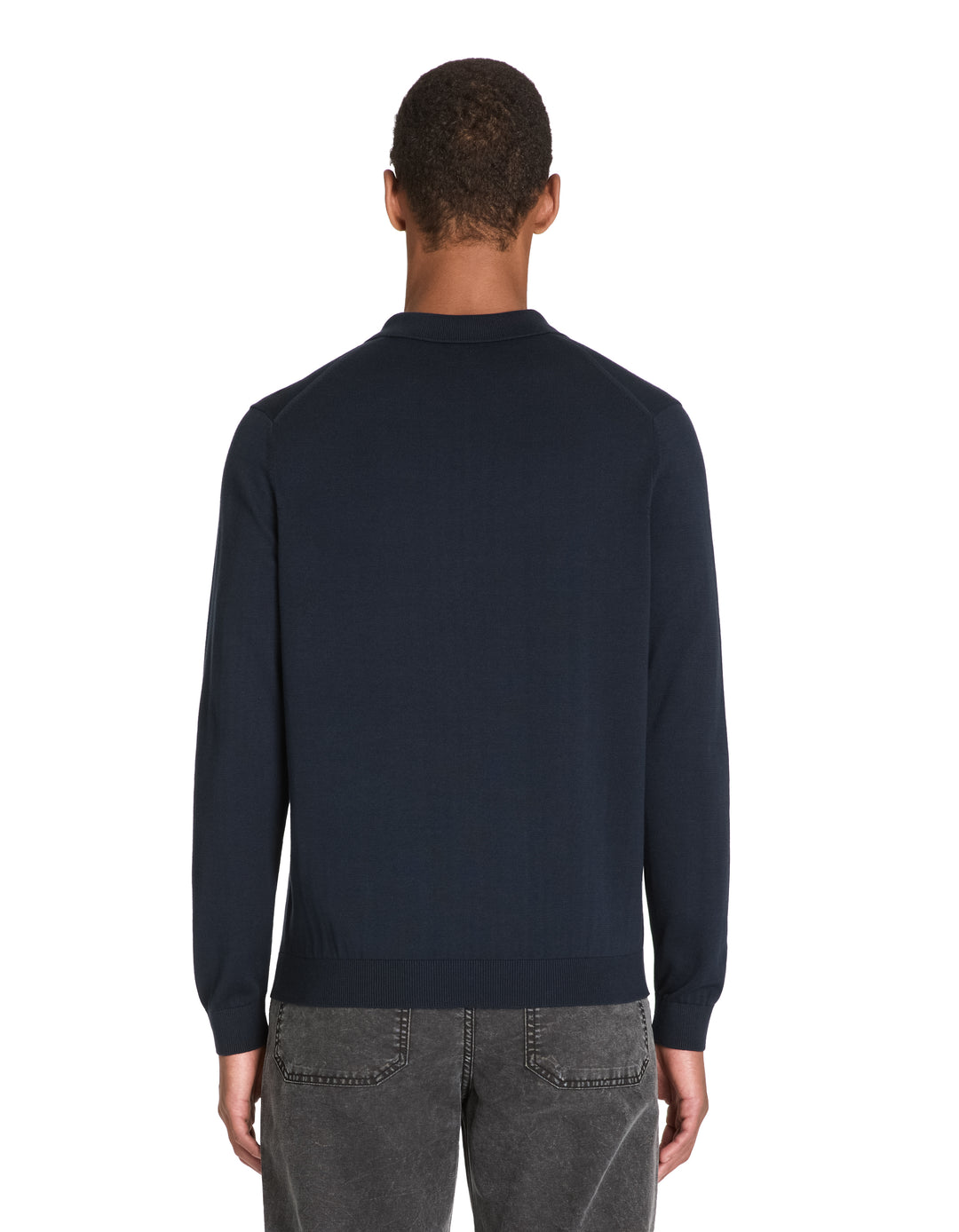 Men - Knitted - Polo Shirt - Long sleeves