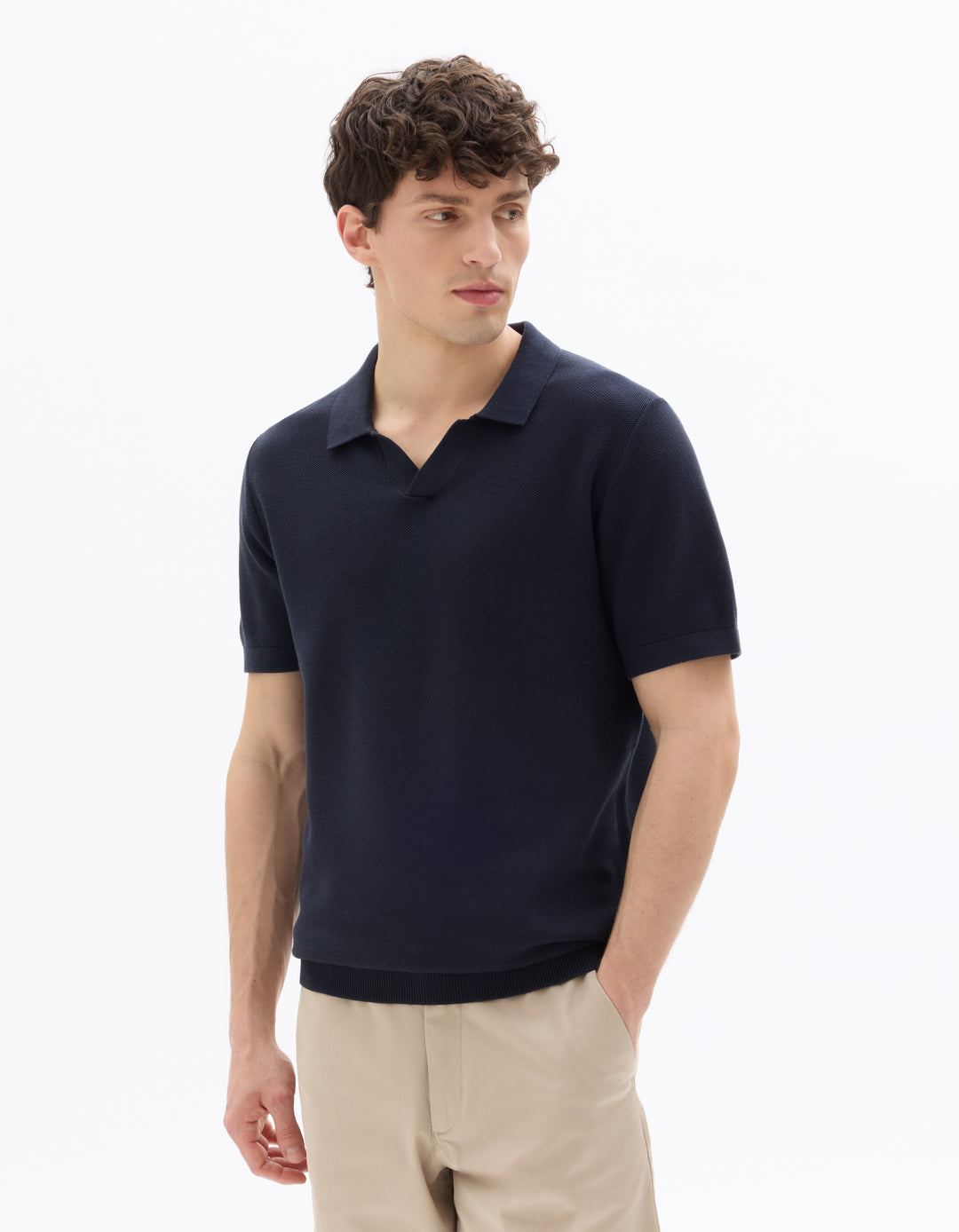 Men - Knitted - Polo Shirt - Short sleeves