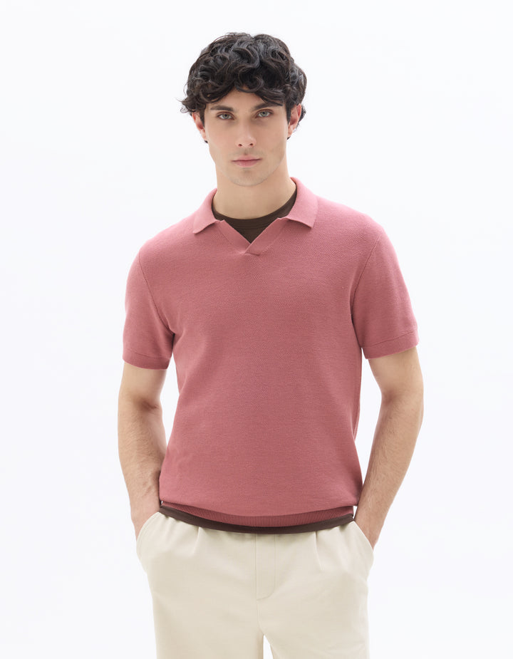 Men - Knitted - Polo Shirt - Short sleeves