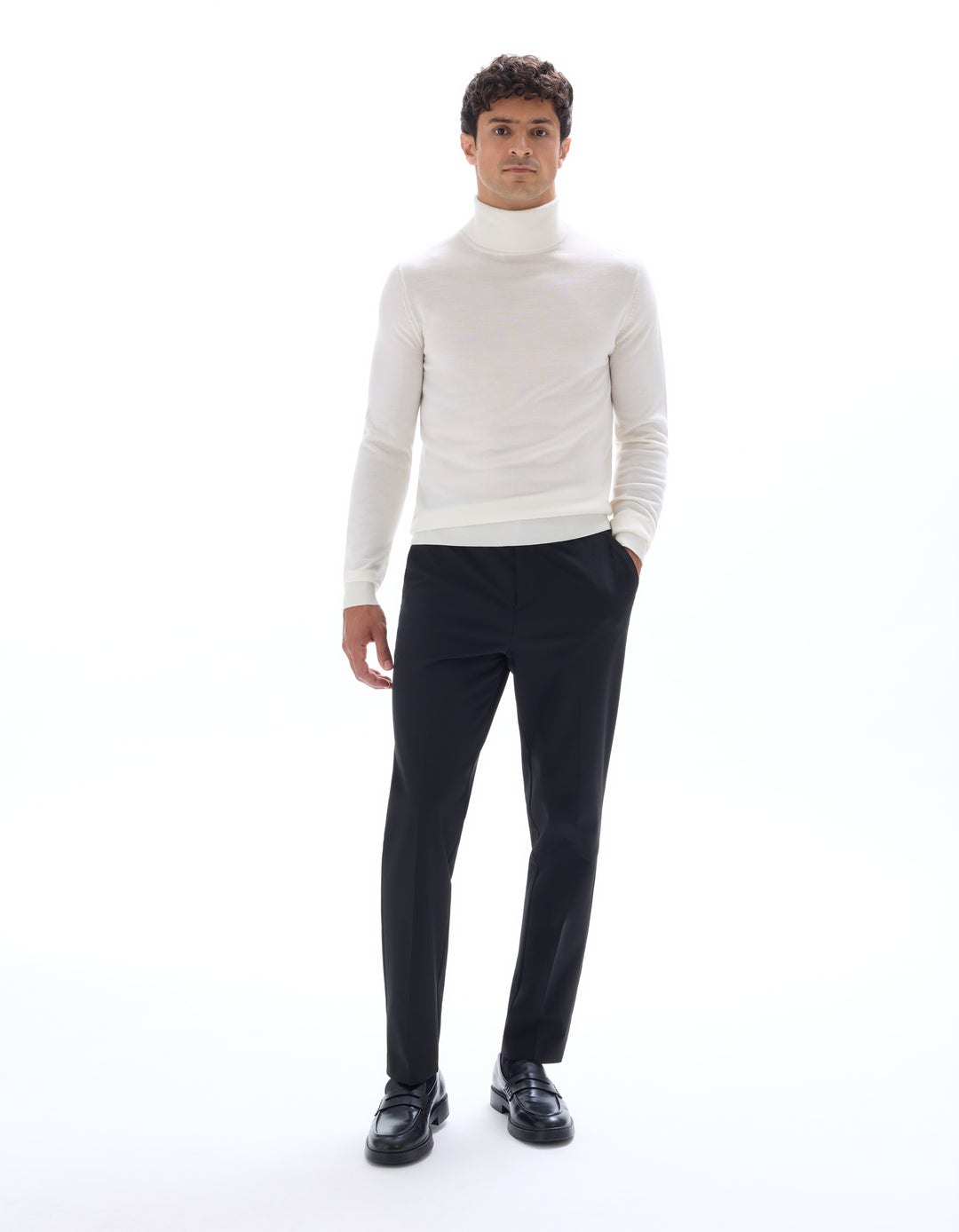 Slim-fit turtleneck sweater 100% merino wool