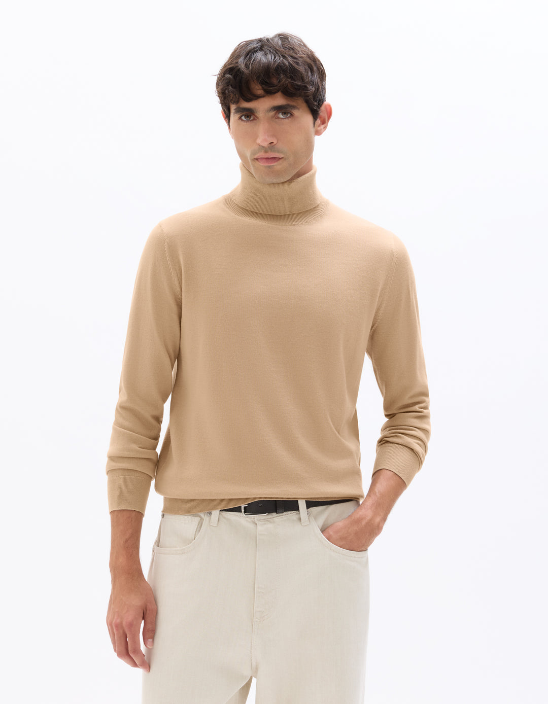 Slim-fit turtleneck sweater 100% merino wool