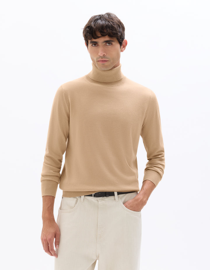 Slim-fit turtleneck sweater 100% merino wool