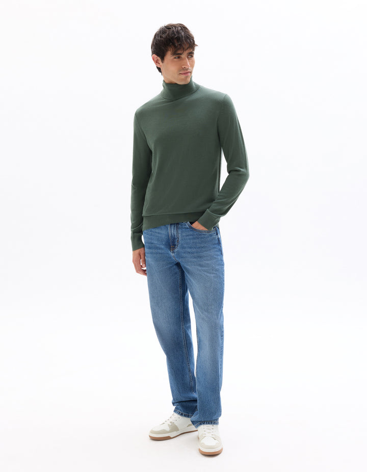 Slim-fit turtleneck sweater 100% merino wool