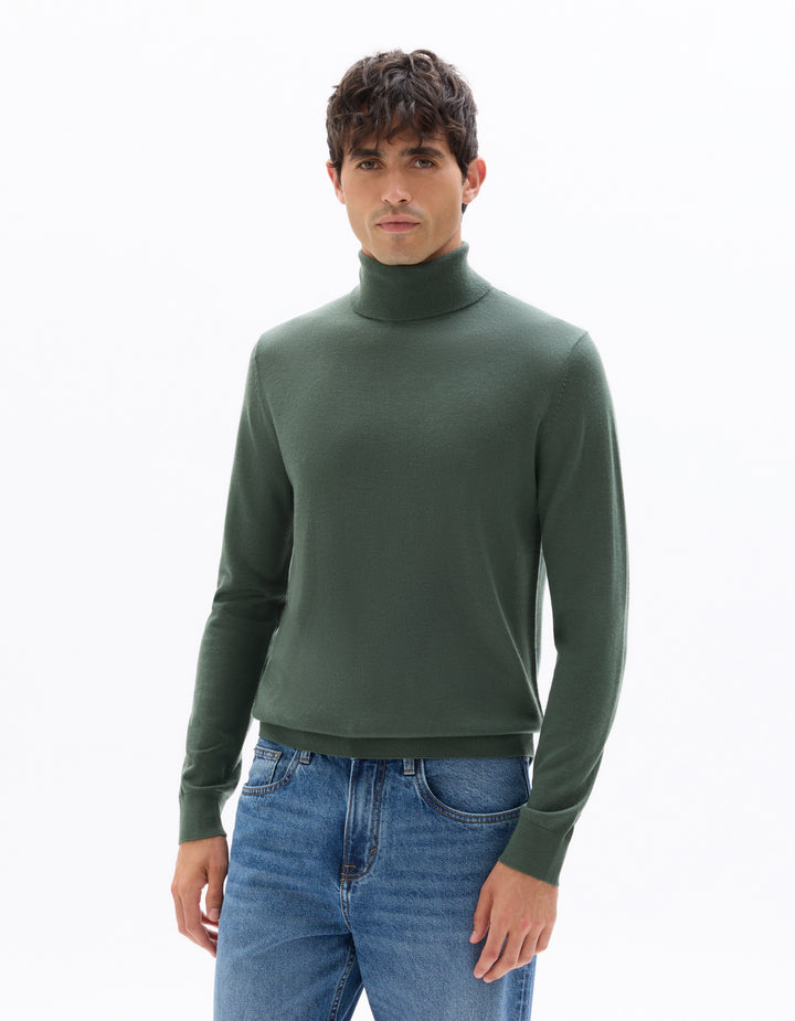 Slim-fit turtleneck sweater 100% merino wool