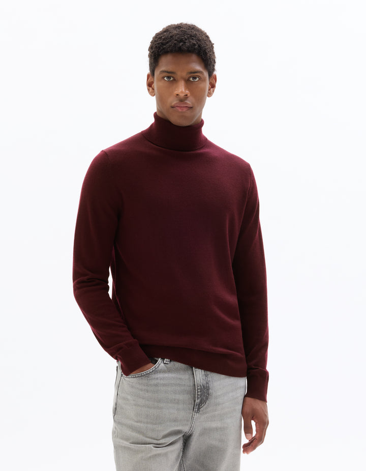 Slim-fit turtleneck sweater 100% merino wool