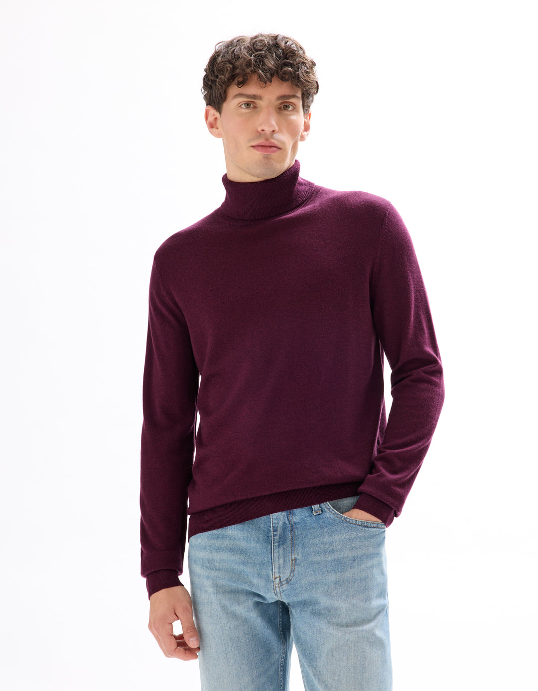 Slim-fit turtleneck sweater 100% merino wool