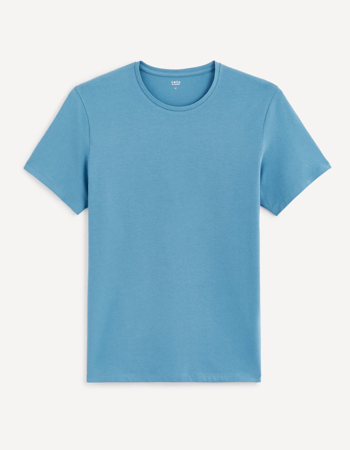 Round neck stretch cotton viscose T-shirt