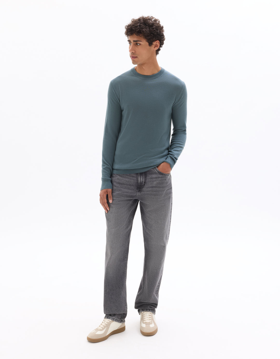 Crew neck sweater, 100% merino wool