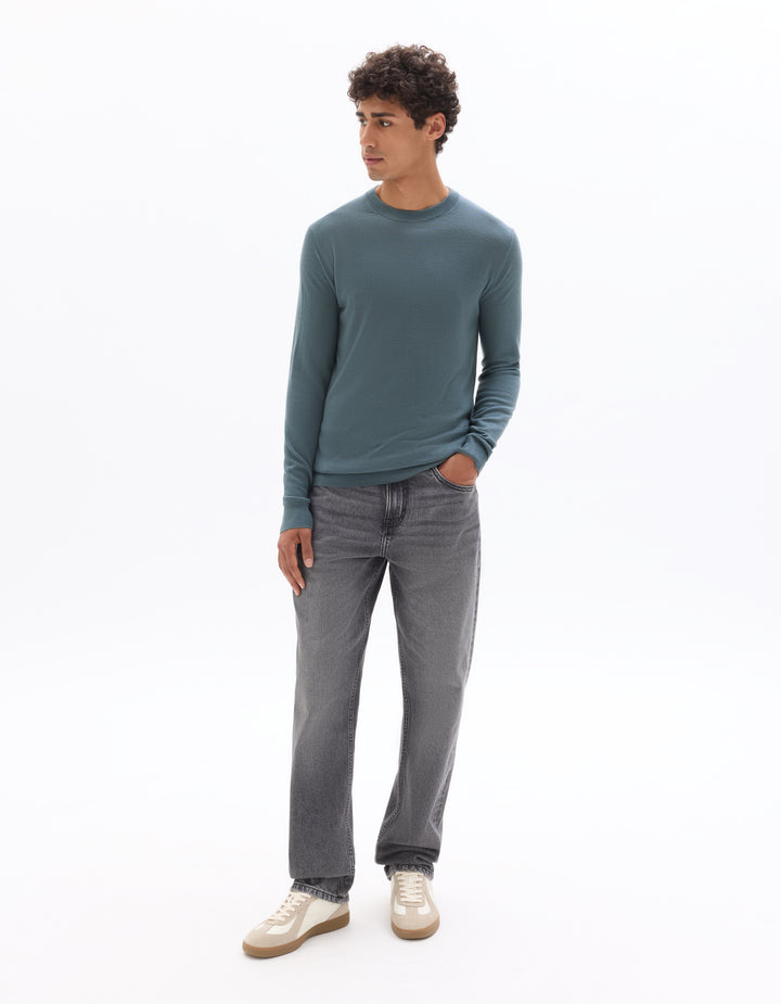 Crew neck sweater, 100% merino wool