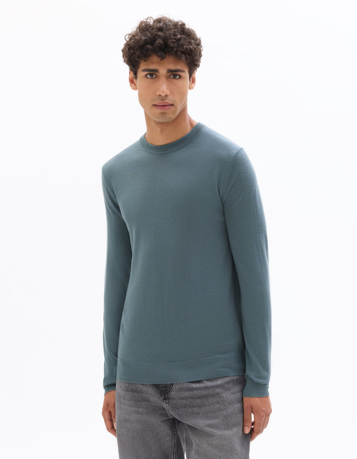 Crew neck sweater, 100% merino wool