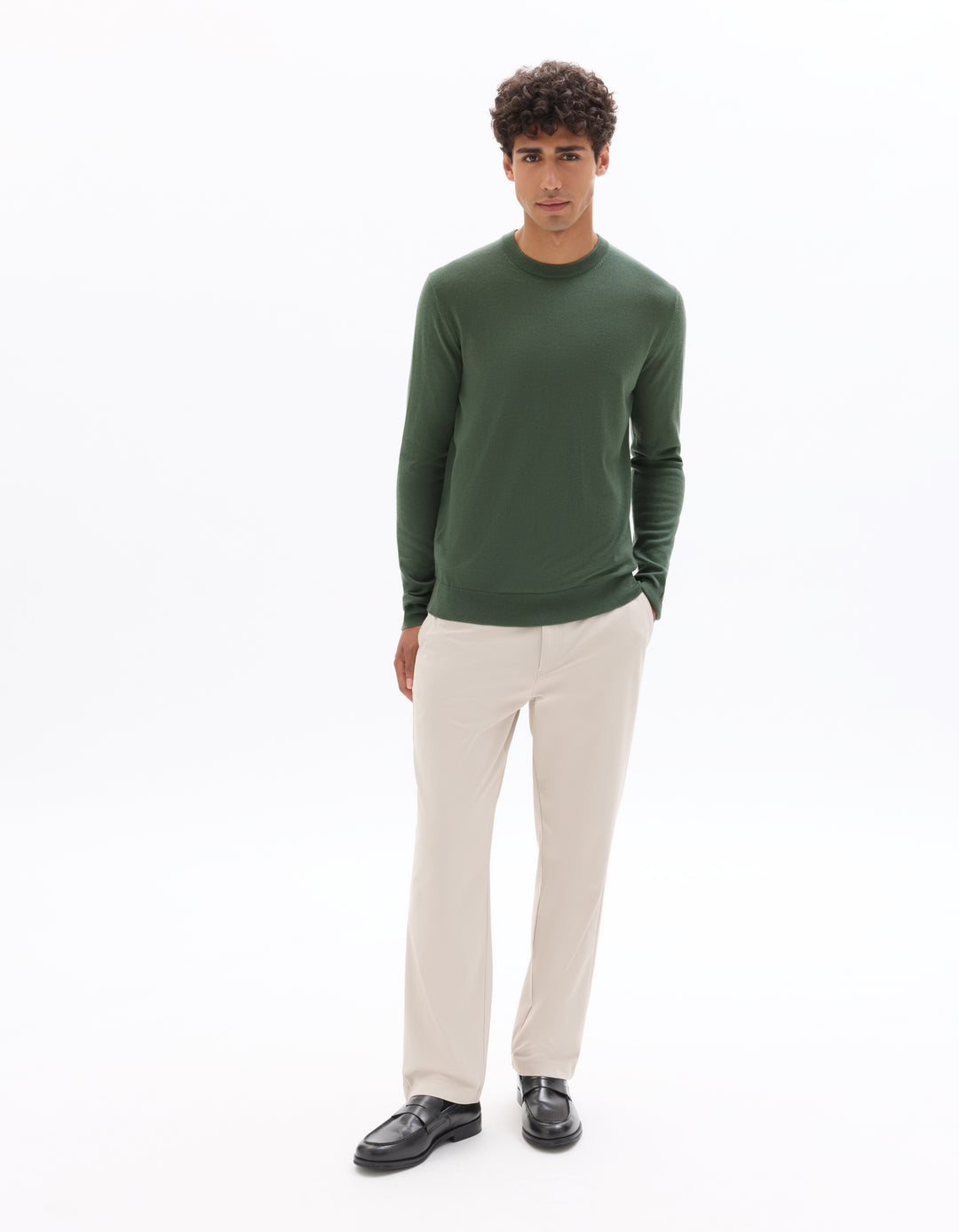 Crew neck sweater, 100% merino wool