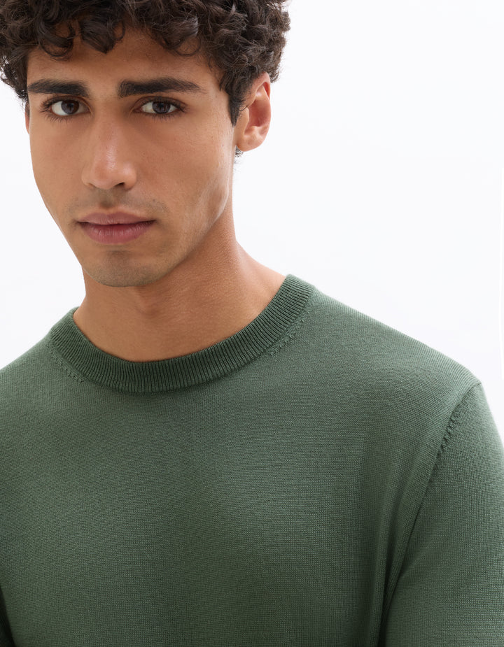 Crew neck sweater, 100% merino wool