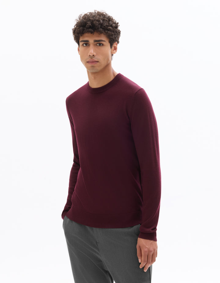 Crew neck sweater, 100% merino wool