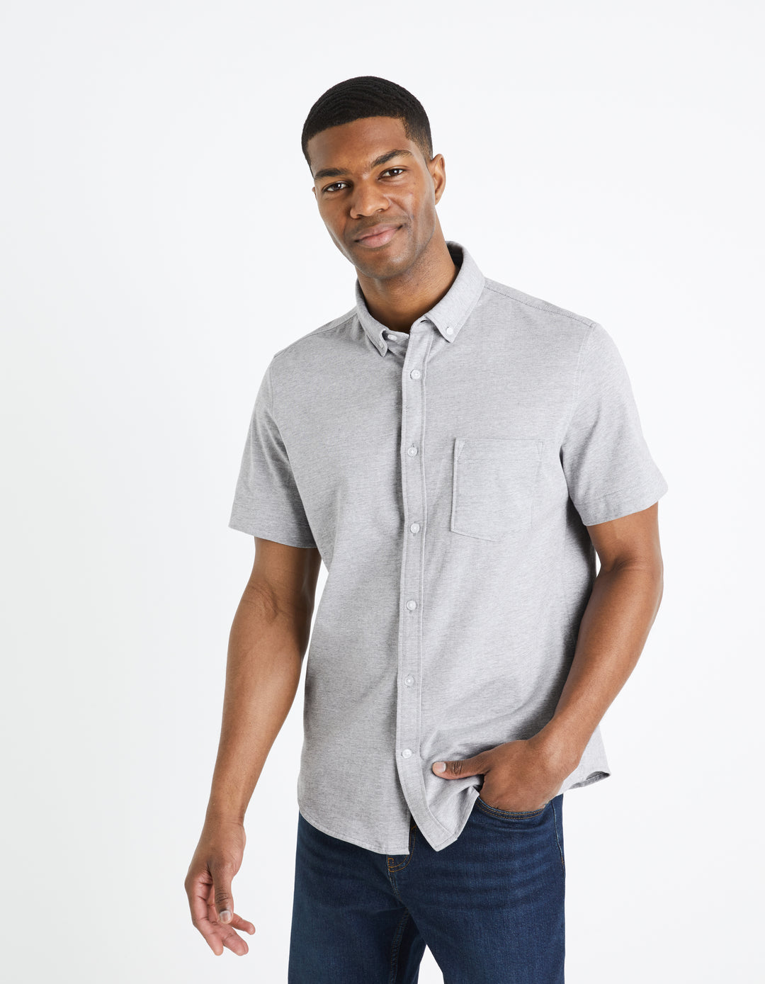 Men - Knitted - Shirt - Short sleeves