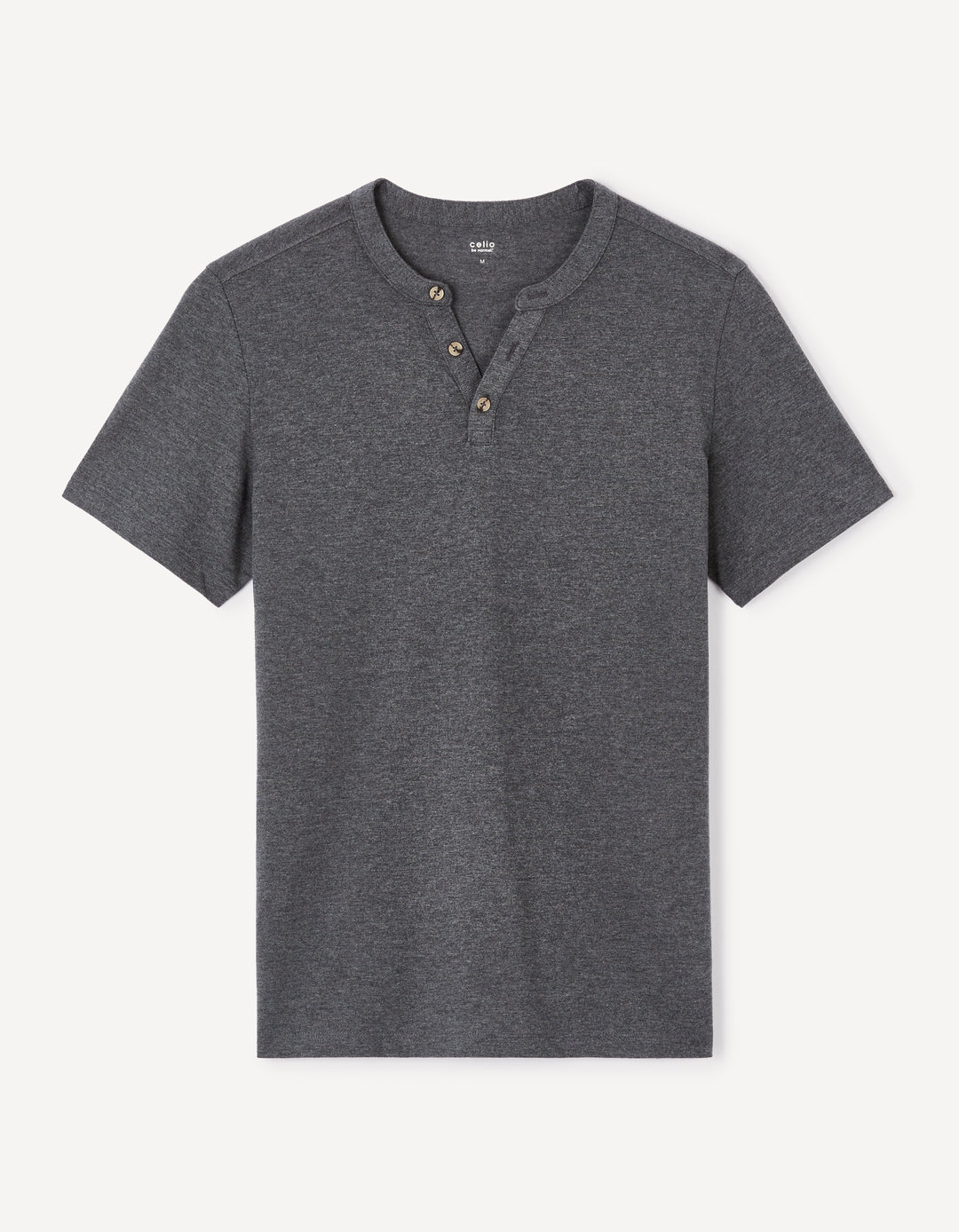 Men - Knitted - T-Shirt - Short sleeves - Henley collar