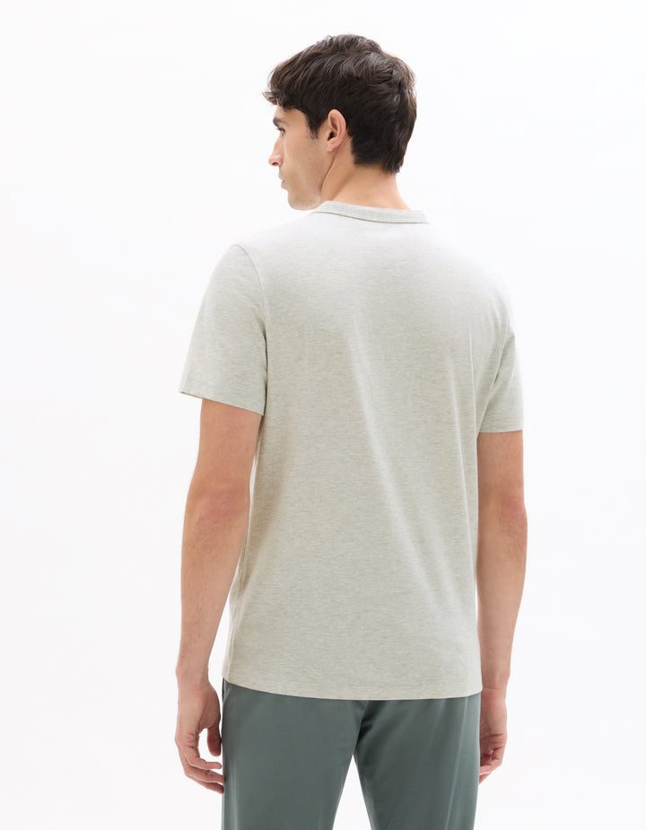 Men - Knitted - T-Shirt - Short sleeves - Henley collar