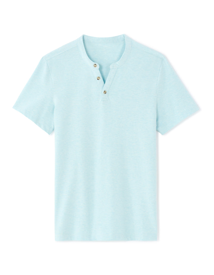 Men - Knitted - T-Shirt - Short sleeves - Henley collar
