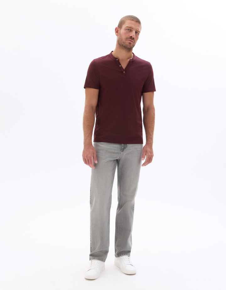 Regular Fit Cotton Blend Henley T-shirt
