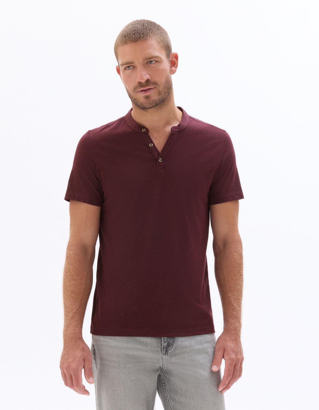 Regular Fit Cotton Blend Henley T-shirt
