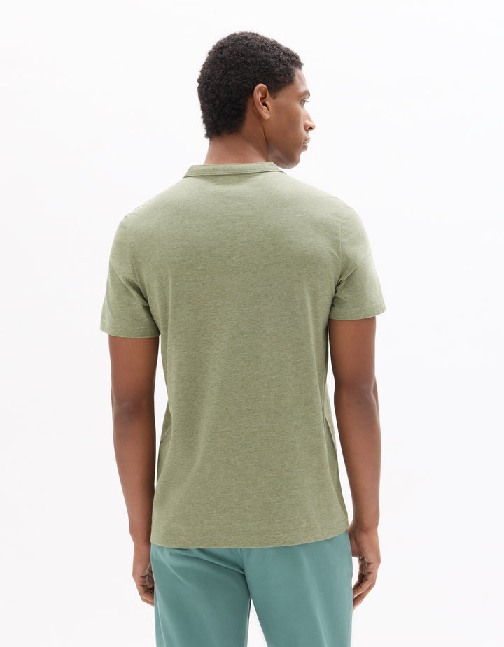 Men - Knitted - T-Shirt - Short sleeves - Henley collar
