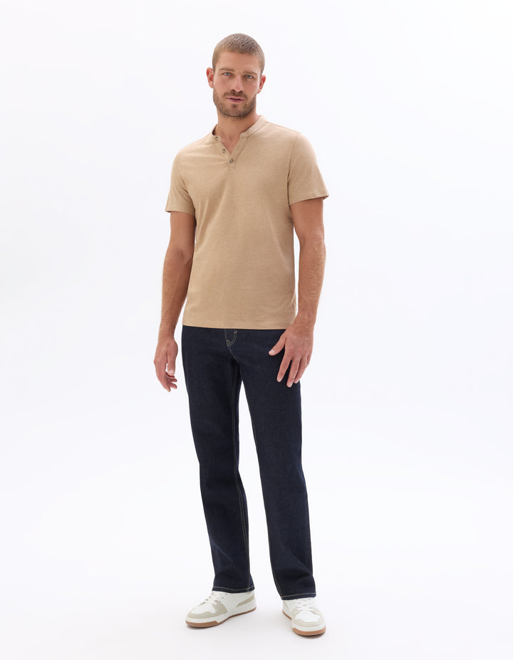 Regular Fit Cotton Blend Henley T-shirt