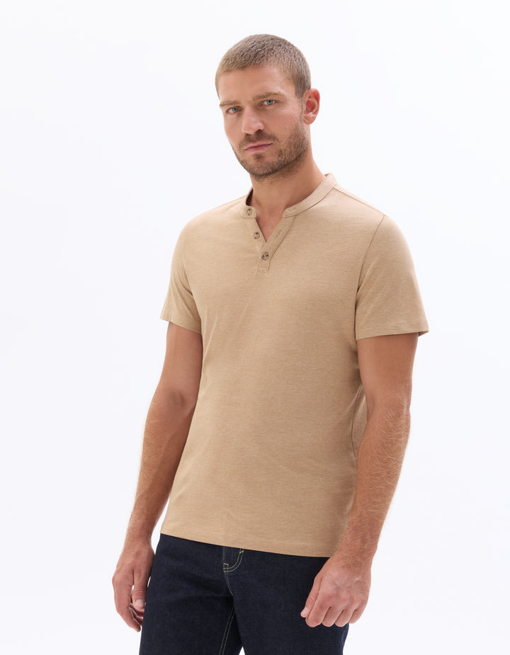 Regular Fit Cotton Blend Henley T-shirt