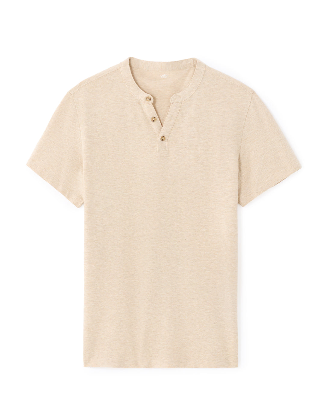 Men - Knitted - T-Shirt - Short sleeves - Henley collar