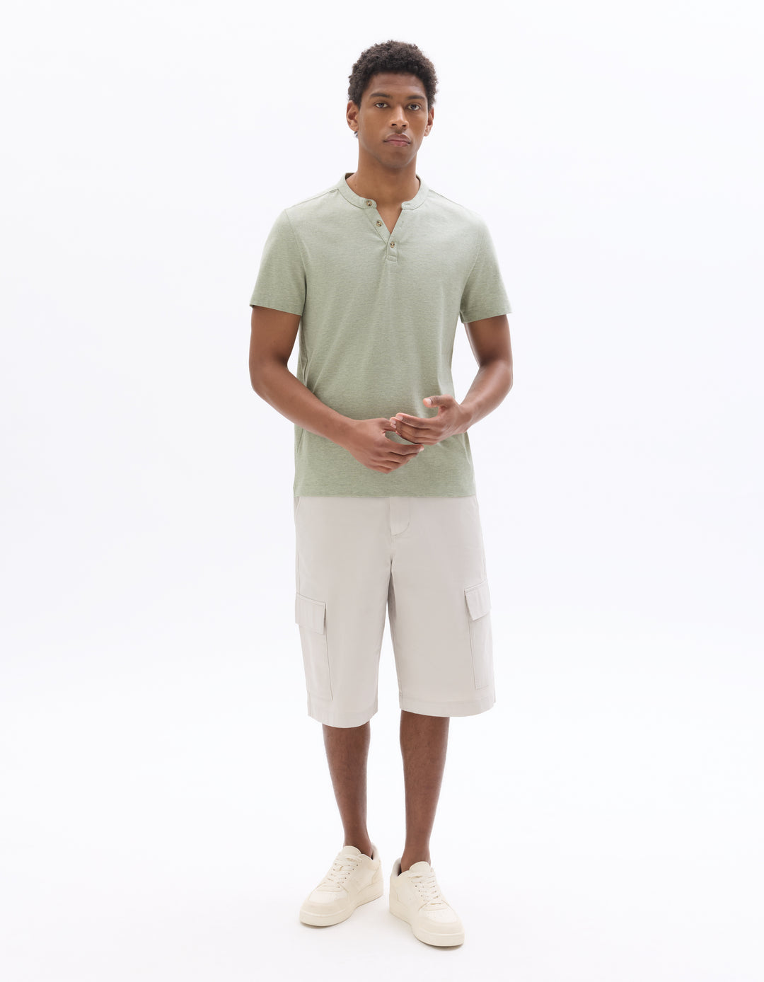 Men - Knitted - T-Shirt - Short sleeves - Henley collar