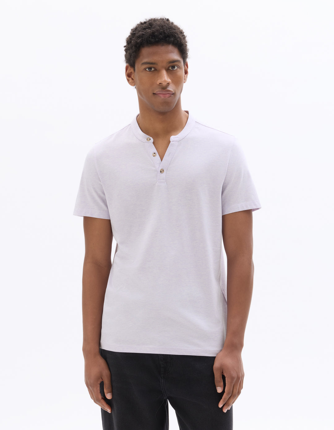Men - Knitted - T-Shirt - Short sleeves - Henley collar