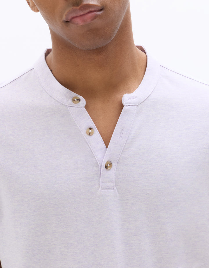 Men - Knitted - T-Shirt - Short sleeves - Henley collar