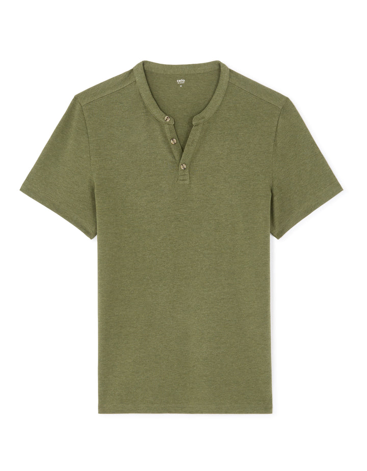 Regular Fit Cotton Blend Henley T-shirt