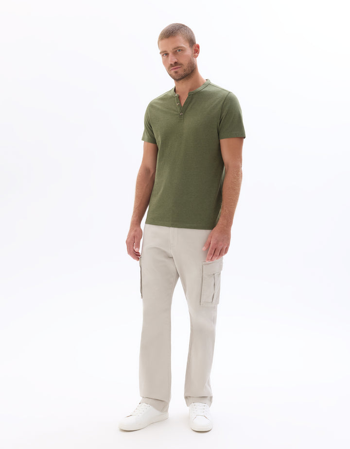 Regular Fit Cotton Blend Henley T-shirt