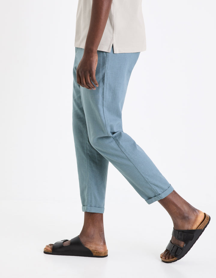 Straight linen blend pants