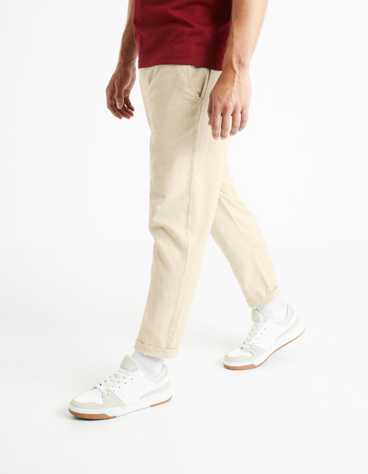 Straight linen blend pants