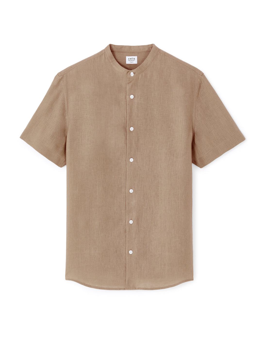 Regular T-shirt with mandarin collar 100% linen