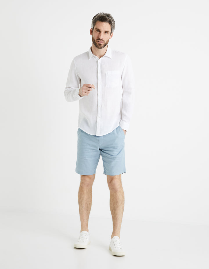 Linen and cotton Bermuda shorts