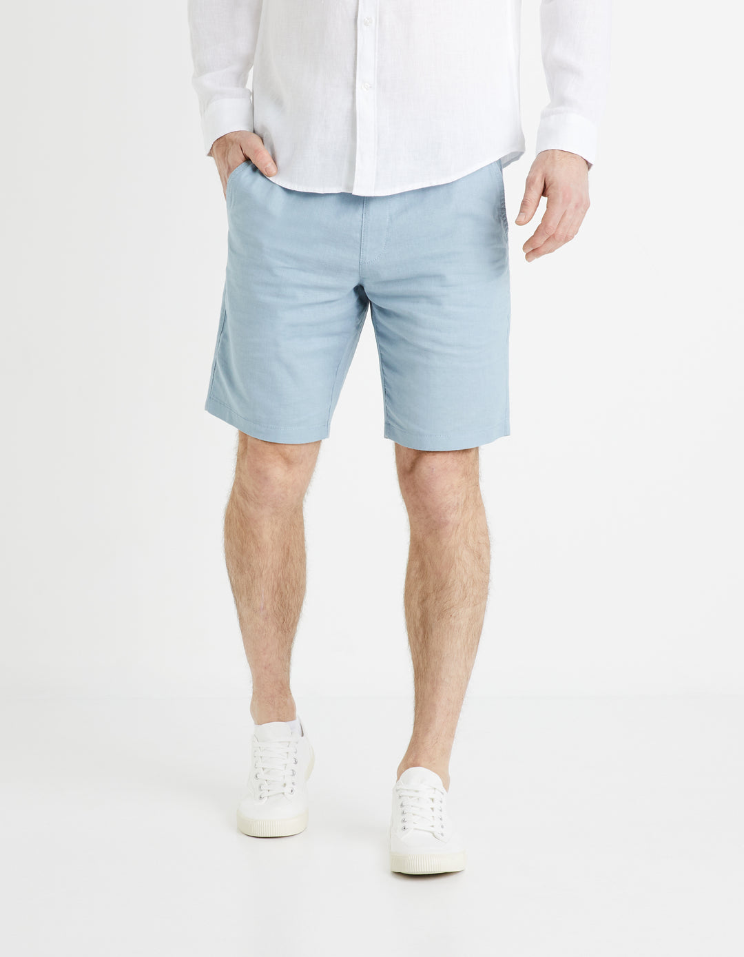 Linen and cotton Bermuda shorts