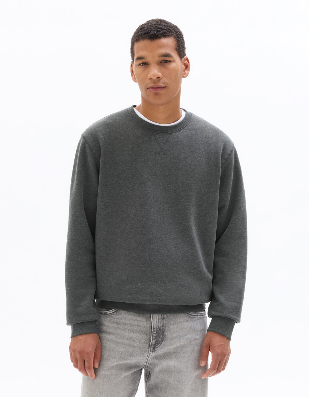 Regular round neck sweatshirt 100% cotton