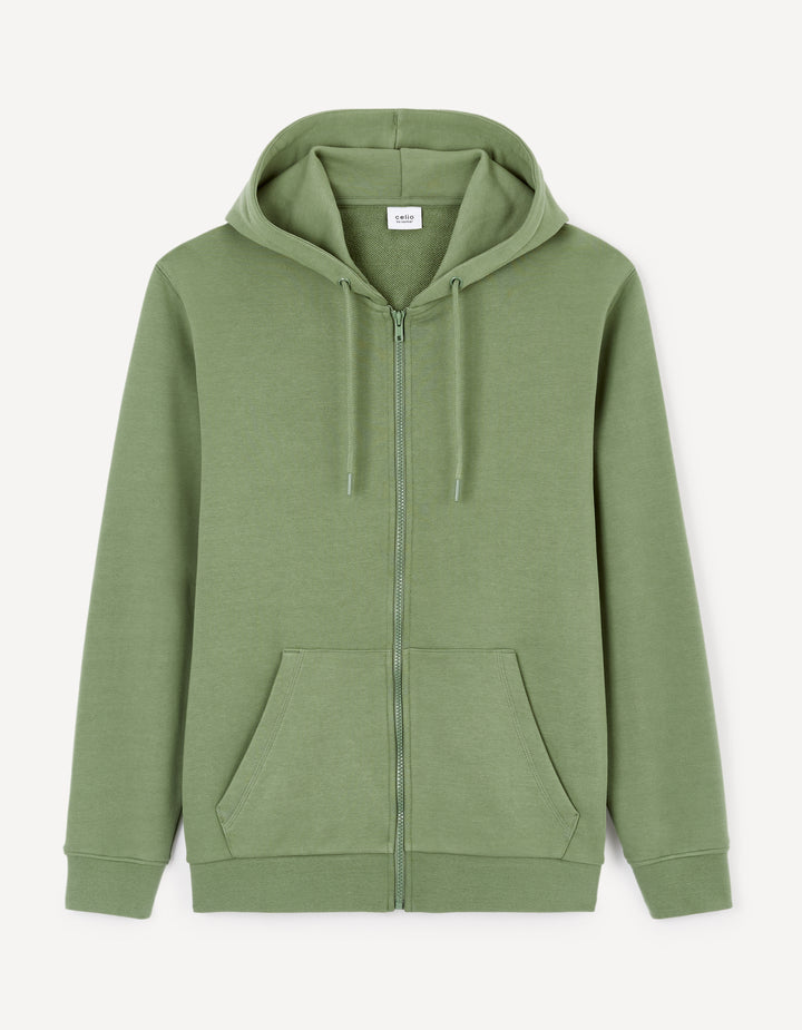 Zippered sweatshirt Hooded 100% cotton