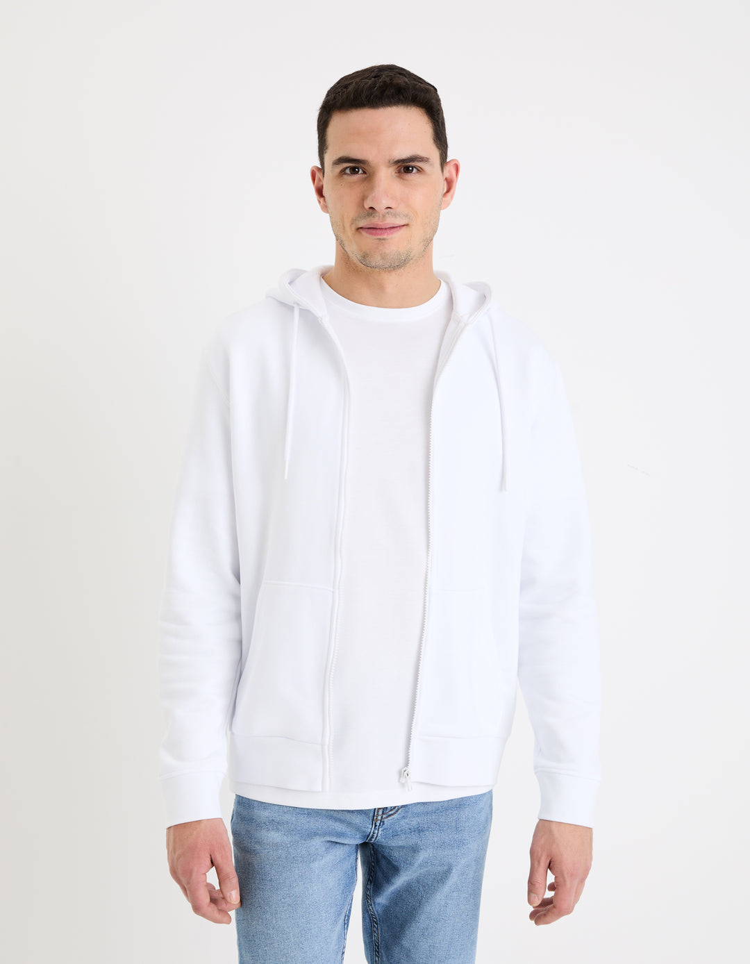 Zippered sweatshirt Hooded 100% cotton