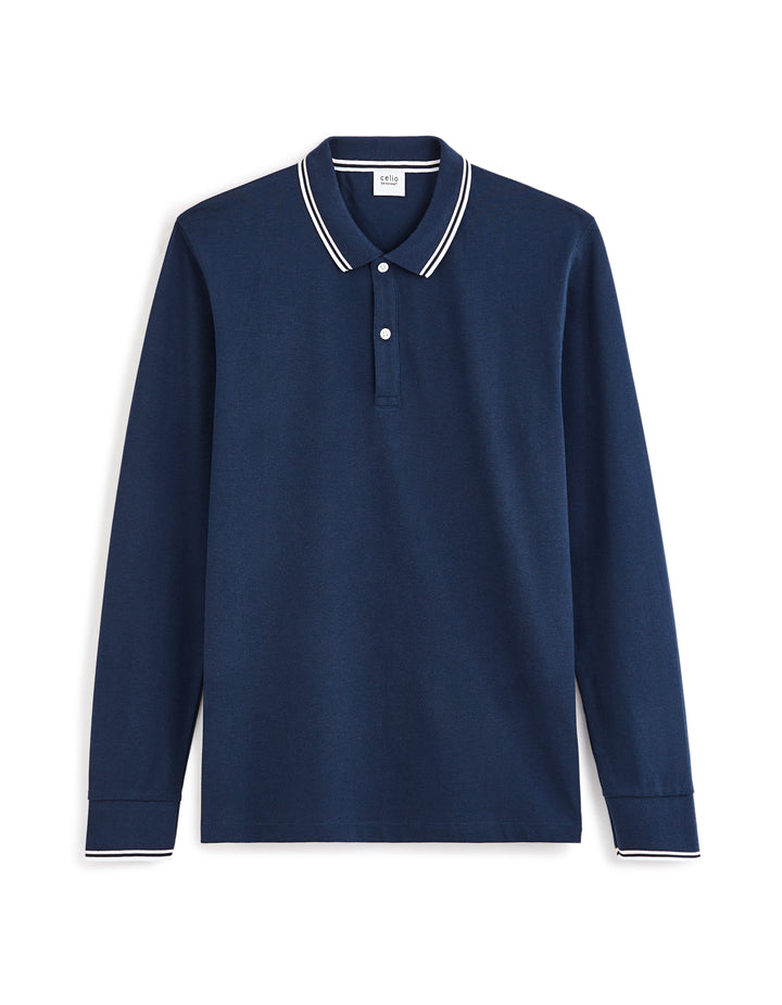 Men - Knitted - Polo Shirt - Long sleeves