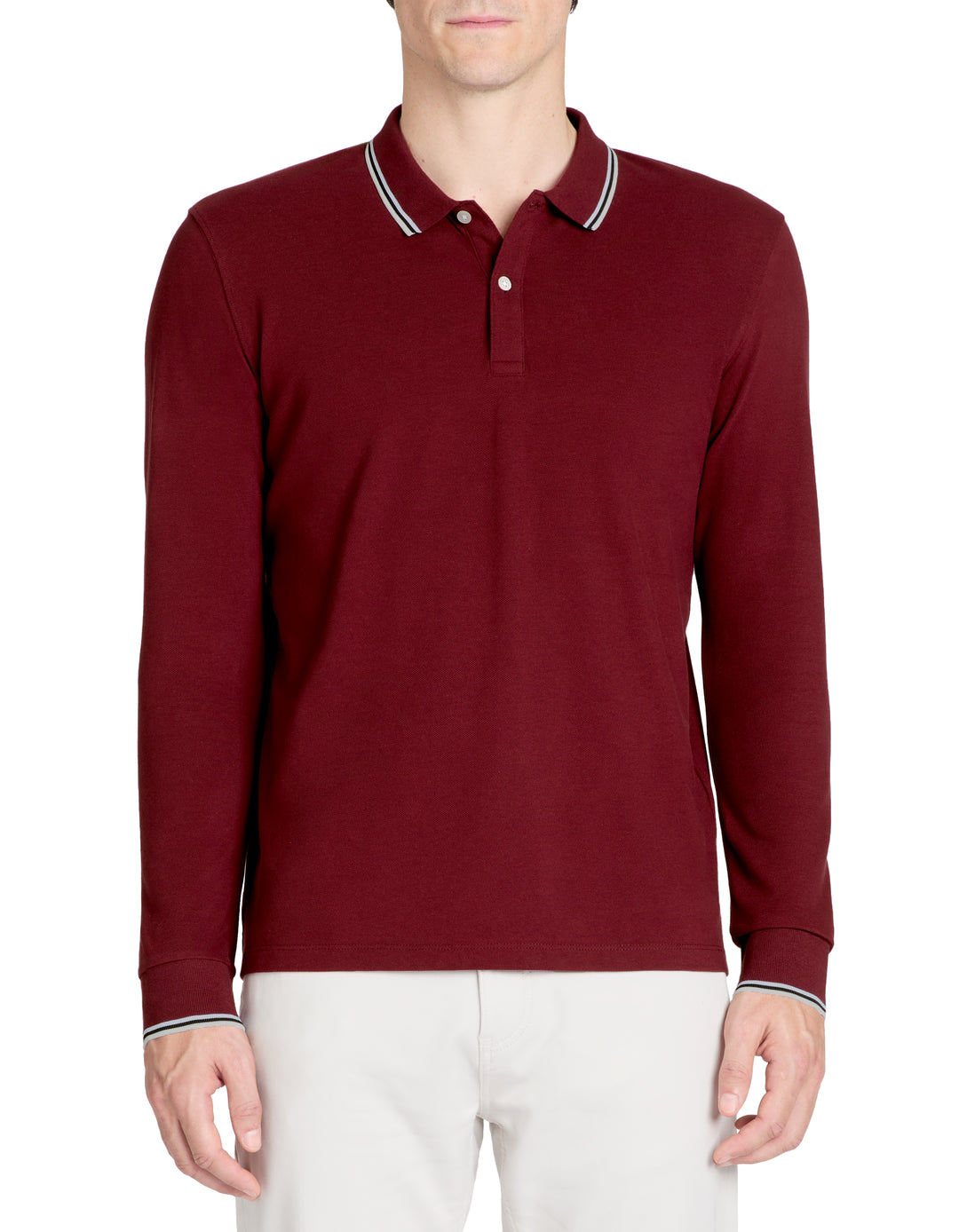 Men - Knitted - Polo Shirt - Long sleeves