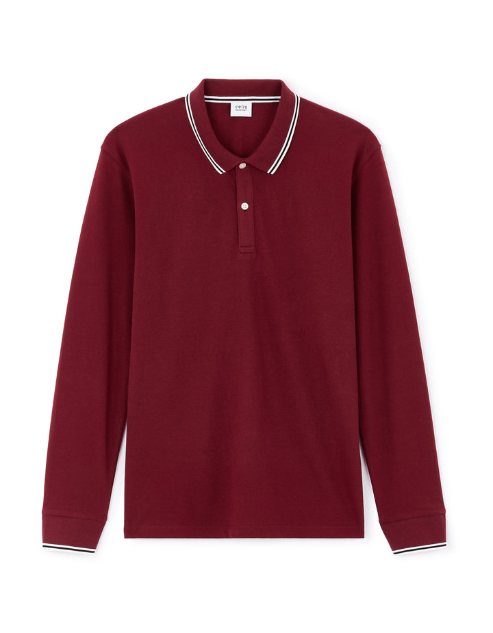 Men - Knitted - Polo Shirt - Long sleeves